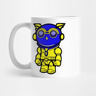 Space Owl Blue and Yellow Mug